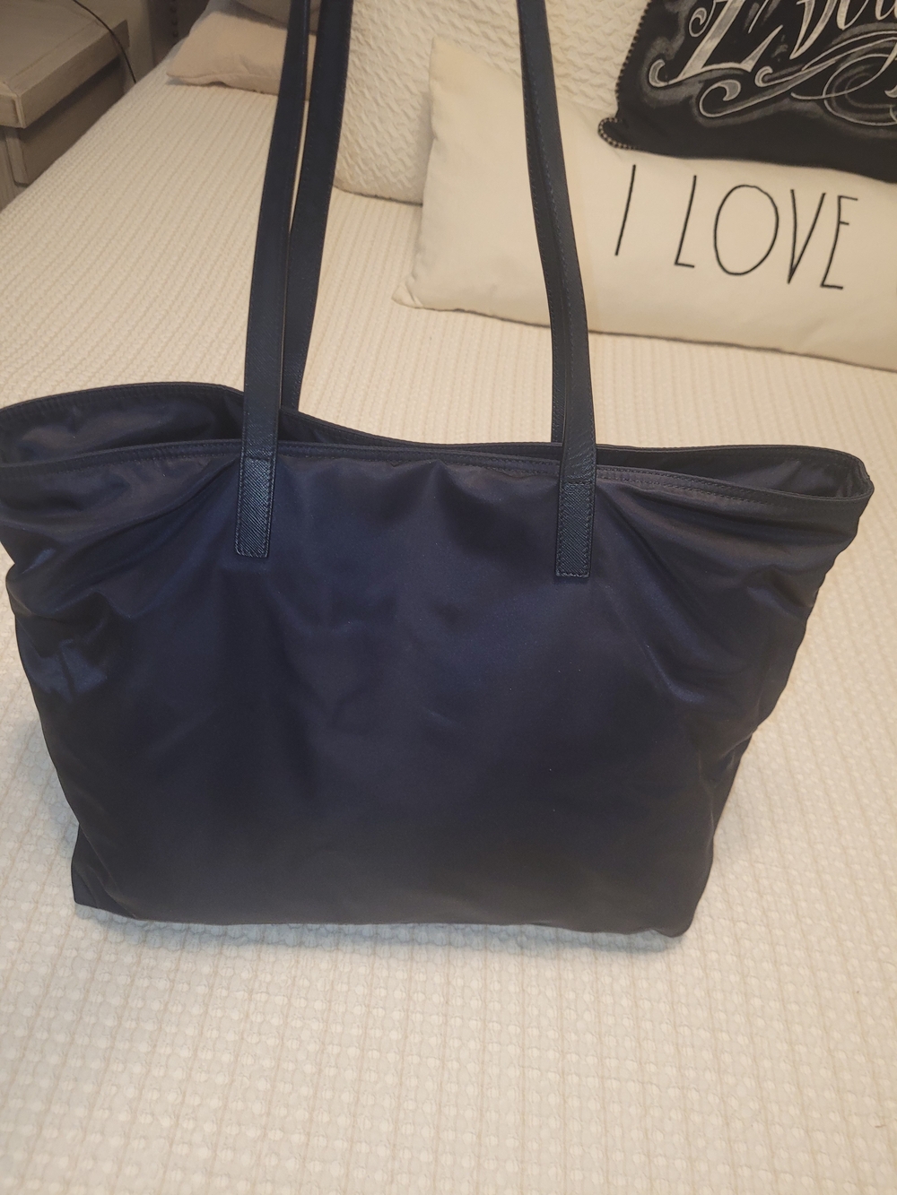 Prada Tessuto Nylon Tropical Toucan Appliqué Navy Tote Bag - Picture 4 of 9